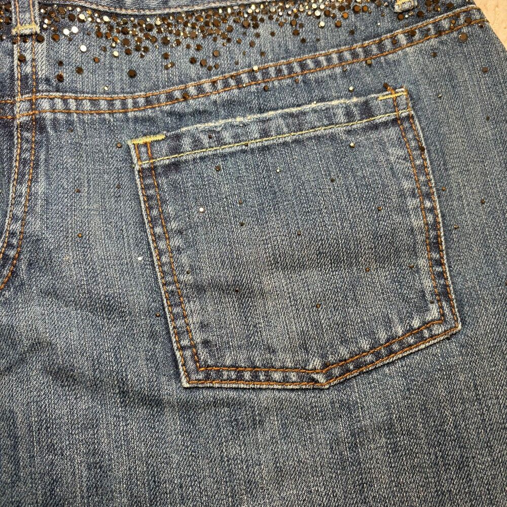 NWT Vintage Express X2 Denim Laboratory Mini Skirt Size 8 Y2K McBling Studded - Picture 9 of 11
